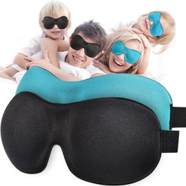 AMAZKER Sleep Mask Invisible Alar Deep Orbit 3D Eye Mask Ultra Lightweight & Comfortable Sleeping Mask for Travel, Nap, Shift Works, Black & Blue