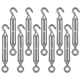 10 Pack Turnbuckles M6 304 Stainless Steel Hook & Eye Turnbuckle Heavy Duty Wire Rope Tension Cable Railing Kit for Sunshade Home Garden Holiday Decoration Acrux7