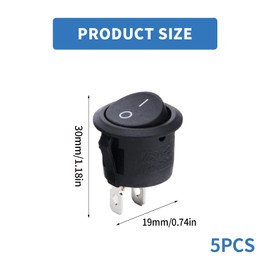 Pack of 5 Toggle Switch 12 V Switch, Rocker Switch On/Off Lockable with Self-Locking Mini Switch 2 Pin Round for Installation Motorhome Switch Button Model Making Car Boat Household Appliances Lamp