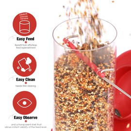 ERYTLLY ERYTLLY 2 Pack Bird Feeders for Outdoors Hanging with 6 Feeding Ports Extra Thick Solid Tube Transparent Weatherproof Water Resistant Great for Attracting Birds Garden