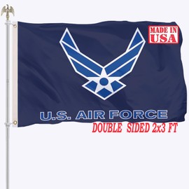 US Air Force Wings Military Flag 2x3 Outdoor Double Sided Vivid Blue Color United States USAF Wing Flags Heavy Duty Polyester with 2 Brass Grommets for Outdoor Indoor Wall