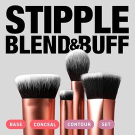 REAL TECHNIQUES, Face Base Set, Kit de Brochas de Maquillaje para Base, Corrector e Iluminador, 4 Piezas