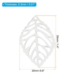 PATIKIL 23mm Leaf Pendants, 50 Pack Metal Tree Leaf Beads Bulk Leaves Charm Mesh for Jewelry Making Bracelet Necklace Earring Keychain Style 1, Silver