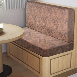 Leather Look RV Dinette Cushion Covers, Stretch Camper Cushion Slipcovers for Travel Trailer Couch RV Booth Seat, Replacement Camper Sofa Chair Protector (2 Backrest Cover & 2 Bench Cover,Light Brown)