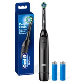 Oral-B Pro 100 CrossAction, Battery Powered Toothbrush, Black, 1 Count (Pack of 1)