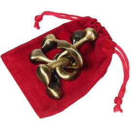 Trinity Hanayama Brain Teaser Puzzle, New 2018 Design, Level 6 Difficulty Rating, Red Velveteen Drawstring Pouch, Bundled Items