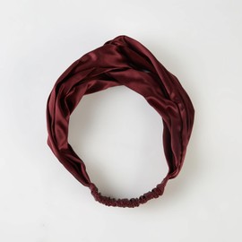 Waterlily Headband 100% Mulberry Silk 22momme Hair Band Head Wrap for Women Soft Natural Organic Beauty Care (Burgundy)