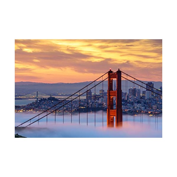 Lantern Press San Francisco, California, Golden Gate Bridge and Skyline