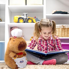 Ditucu Cute Capybara Plush with Cooking Chef Hat Holding Kitchen Shovel Soft Capibara Stuffed Animal Plushies Toys Hugging Gifts for Kids Brown 8.6 inch