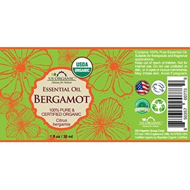 US Organic Aceite Esencial de Bergamota 100% Puro, Certificado Orgánico por USDA, Prensado en Frío, con Gotero Europeo, Origen Italia (30 ml)