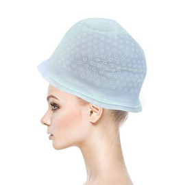 Peluquería Gel de Silicona Tinte para el Cabello Gorra para Resaltar Herramientas para el Peinado del Cabello con Gancho, Glaseado para Colorear Gorro(Azul)
