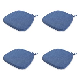 KGPLOME Chair Cushion with Ties for Dining Chairs - Memory Foam Non Slip Kitchen Chair Pad and Dining Seat Cushion with Machine Washable Cover Set of 4 [16.5 x 16.2 Inches] - Blue