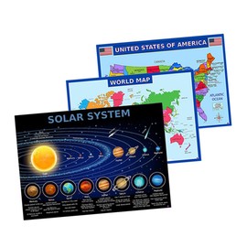 Operitacx 1 Set Map Poster of America Big Poster of World Posters for Classroom Solar System Poster Educational Posters for Kindergarten School Supply Homeschool Posters UV Paper