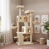 SHA CERLIN 65in Larger Cat Tree Tower Condo for Indoor Kitties/Multi-Level Furniture Activity Center with Wide Base/Cozy Plush Cat Perches/Baskets/Sisal Scratching Posts and Hammock/Beige