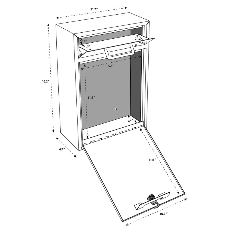 Mail Boss 7412 High Security Steel Locking Wall Mounted Mailbox-Office