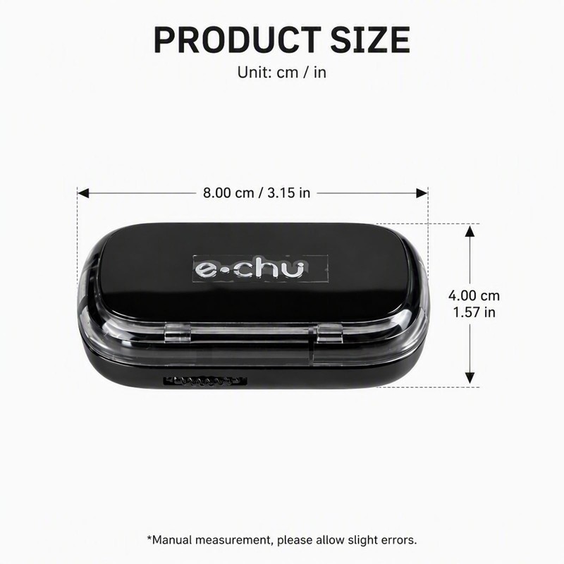 Black, Portable, Two-Part Pill Splitter, Pill Divider