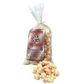 Gold Dust Kettle Corn | Peppermint Frosty Chocolate | Gourmet Peppermint White Chocolate Covered Kettle Corn | Sweet & Salty | Popped Popcorn Snack Bag | Non GMO | Made in Nebraska | 5 oz Bag | 1 Pack