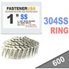 1" Ring 304SS Coil Roofing Nails 600ct
