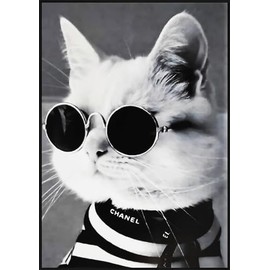 KUSTOM ART Picture Animal Series Advertising Cat Print on Wood 30 x 21 cm