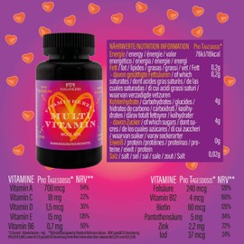 Hallingers Multi Vitamin Herz - Vitaminherzen 60 vegane Gummies Vitamin A C D E B6 B12 Folsäure Biotin Panthotensäure Zink Iod (Dose) - Ostergeschenke Osterkörbchen Ostereier & als Osterdeko | Geburts