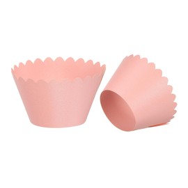 PATIKIL Cupcake Wrappers Paper, 50 Pack Baking Cups Standard Wave Decoration for Anniversary Birthday Weddings and Parties, Pink