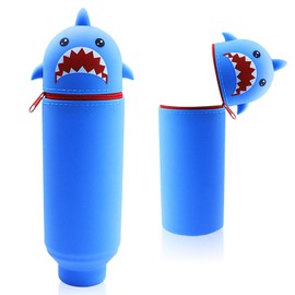 FESDMOH Kawaii Federmäppchen aus Weichem Silikon, Etui Schule, Mäppchen, Federtasche Mädchen Teenager, Federmappen für Schule, Büro (Hai)