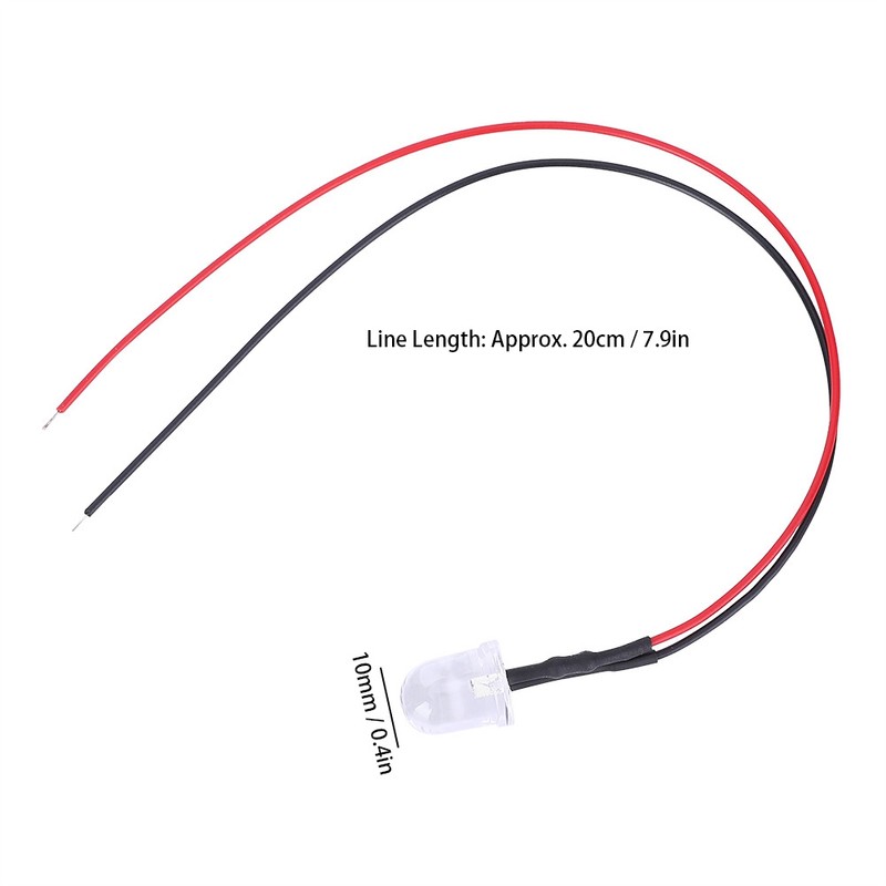 50PCs 12V LED Pre Wired Luminous Diode 10mm Round Head