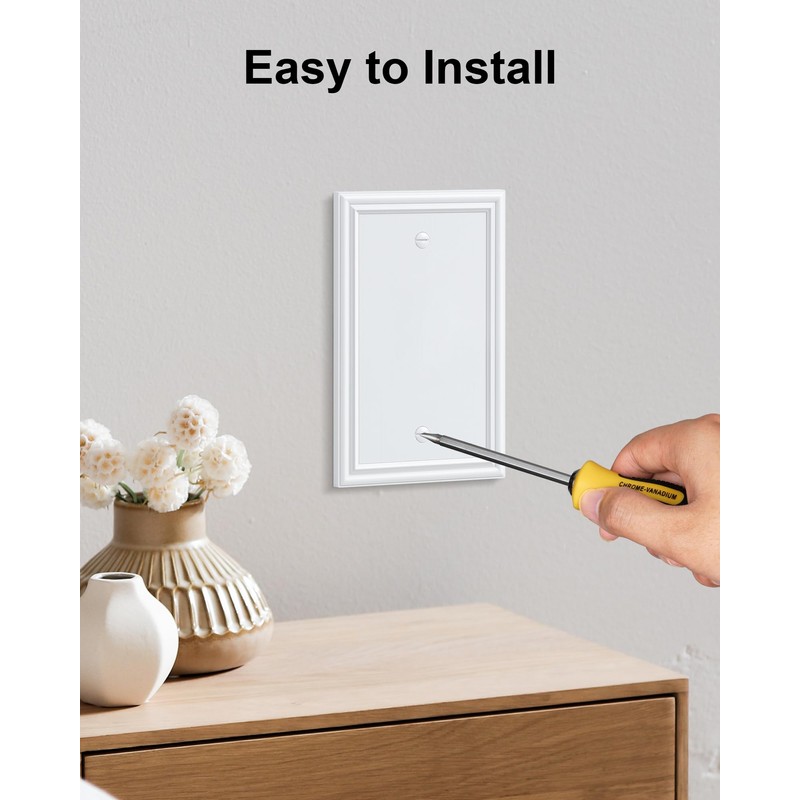 TREEWELL 2-Pack Single Blank Wall Plates, Durable Solid Zinc Alloy