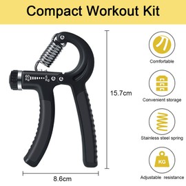 Vicloon Hand Trainer Finger Trainer, Set of 5 with 5-60 kg Adjustable Hand Trainer, Finger Training Device, Finger Stretcher, Training Ring & Stress Relief Grip Ball for Fitness, Strength Training,