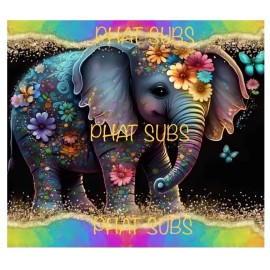 Unbranded 20oz Sublimation Tumbler Wrap Colorful Elephant Ready To Press Heat Transfer