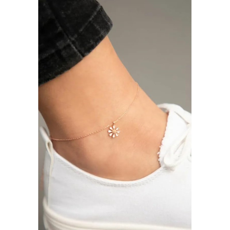 Einzelstück Daisy Anklet, Sterling Silver, Rose Gold