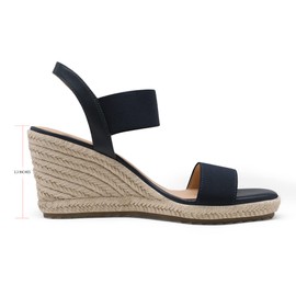 DREAM PAIRS Alpargatas Mujer Plataforma Sandalias de Cuña Espadrilles con Correa Elástica y Plataforma de Tacón,SDPW222W,Armada,28.0 cm