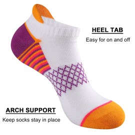 eallco Womens Ankle Socks Athletic Running Socks Sport Cushioned Socks With Tab 6 Pairs
