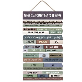 HPNIUB Inspirational Quote Believe in Yourself Wood Sign,(Set of 8,29.4X5.9CM) Farmhouse Rustic Home Living Room Office Decor,Motivational Quote I Can Have Fun Be Yourself Wall Art Decoration