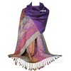 GFM Mosaic Flower Design Pashmina Style Scarf (FRL1), .S11-jmn-purple