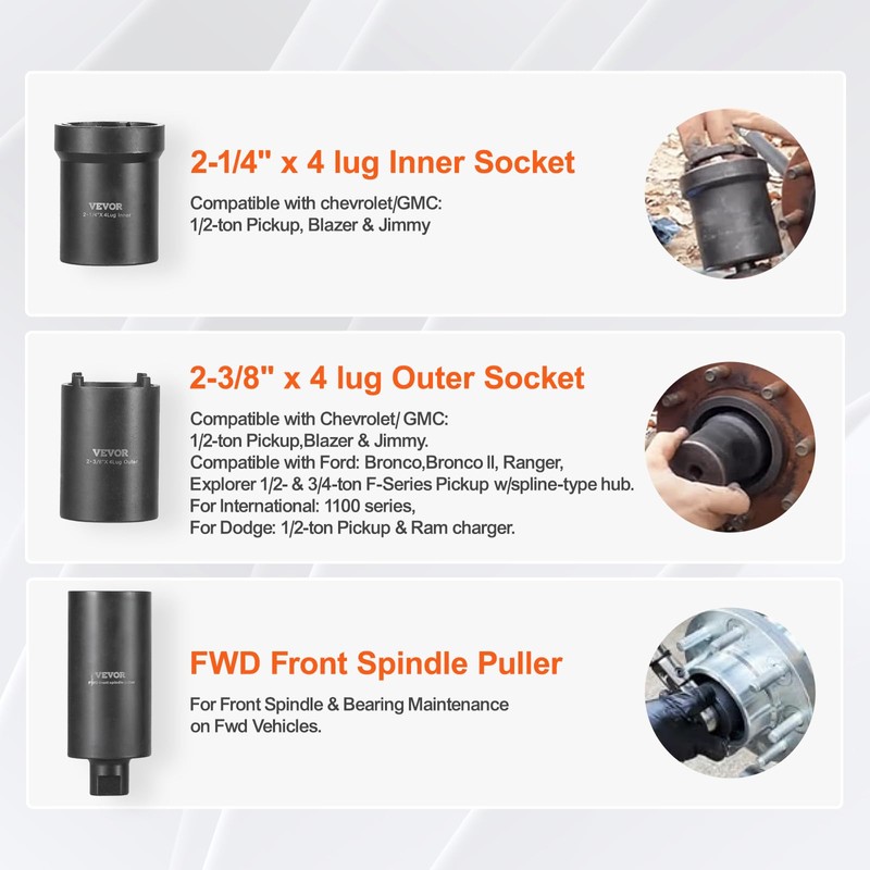 VEVOR Spindle Nut Socket Tool Kit - 1/2 inch Drive