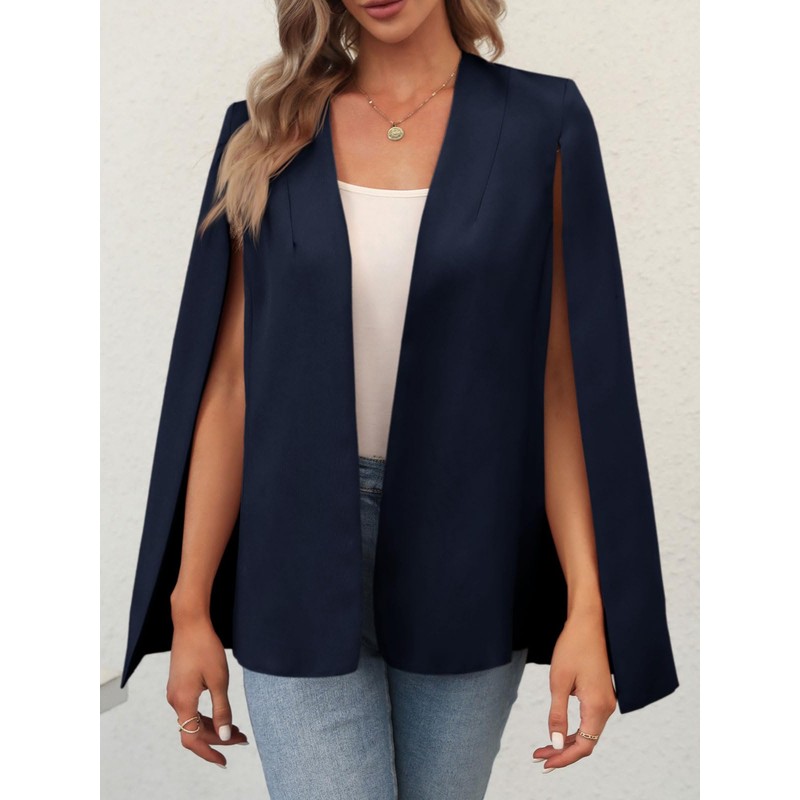 GAMISOTE Womens Cape Blazer Split Open Front Cloak Jacket Workwear