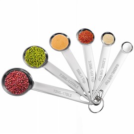 JJUNW Measuring Spoons Set, Small Measuring Spoon Made of Stainless Steel, Long Handle Coffee Measuring Spoon, Measuring Set, Spice Spoon, Tablespoon, Dosing Spoon for Small Spice Jars, Dry Rations,