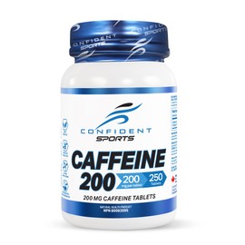CONFIDENT SPORTS - CAFFEINE - 100% Pure – 200 mg – Energy, Focus, Concentration & Mental Health -250 Tablets