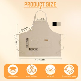 lafo ack of 2 Kitchen Aprons for Men and Women, Waterproof Cooking Aprons with Pockets, Adjustable Neck Strap Chefs Apron, Canvas Apron for Kitchen, Cooking, Baking, Garden, BBQ, beige/black