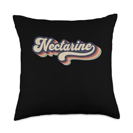 Retro Vintage Nectarine Outfits for Fruit Lovers Retro Vintage Lover-Nectarine Throw Pillow, 18x18, Multicolor