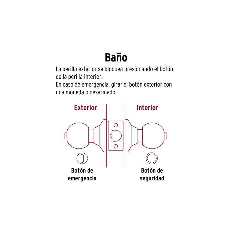 Hermex Basic BAL-LA-BP, Cerradura pomo, baño, cilíndrica, latón antiguo