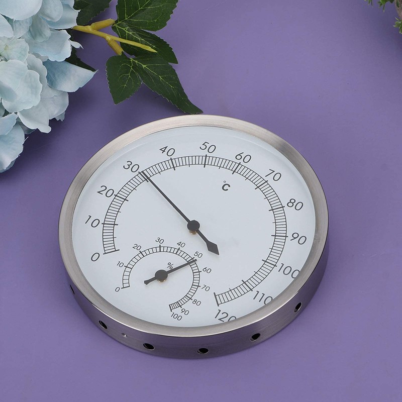 Aqur2020 Stainless Steel Sauna Room Thermometer Hygrometer Steam Room Thermometer