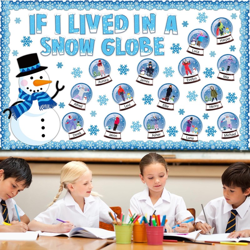 94pcs Winter Bulletin Board Decorations Set Let It Snow Snowmen