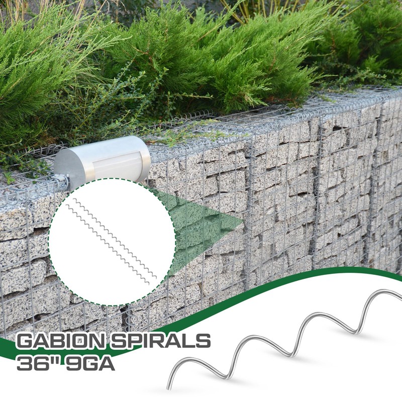 Yaocom 24 Pcs 39.4" x 2" Gabion Cages Spirals 9ga