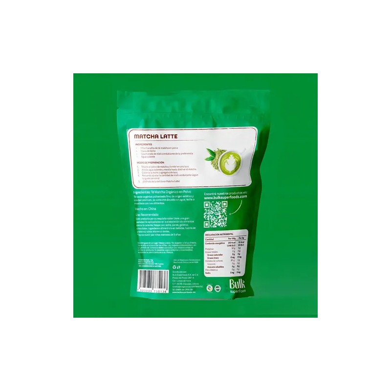Té Matcha En Polvo Premium Aa 1kg Marca Bulk Superfoods