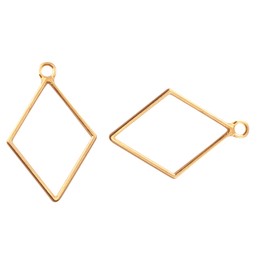 MAHAVIMOKSA 20pcs KC Gold 25x39mm Diamond Bezel Pendant Charms Blank Frames for DIY Resin Jewelry Necklace Earrings Making