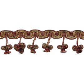 DÉCOPRO Wine Gold Lt Green 2" Onion Tassel Fringe Trim Autumn Leaves [5 Yards]