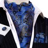Barry.Wang Ascot Tie - Juego de gemelos cuadrados para hombre,