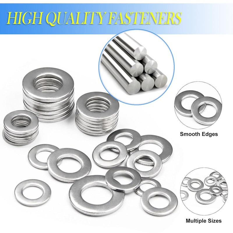600 Pieces 304 Stainless Steel Flat Washers Set, Washers for